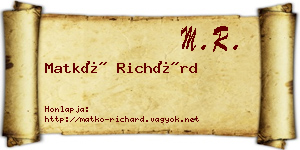 Matkó Richárd névjegykártya
